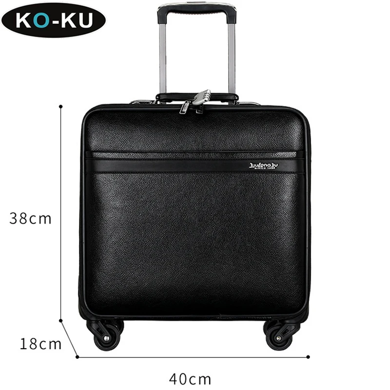 KO-KU  High-grade Business PU Leather Trolley Case Universal Wheel 16 Inch Travel Bag Suit Boarding Box Oxford Cloth Luggage Set