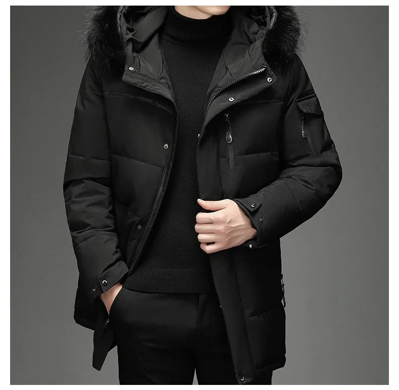 Style Hooded Jacket Short Length Casual with Windproof Wrinkle Finish Zipper Closure Thickened Regular Length Winter for Men