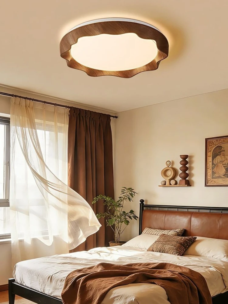 French Bedroom Ceiling Lamp Walnut Color High-end Simple Creative Eye Protection Study Lights Living Dining Room ceiling lights