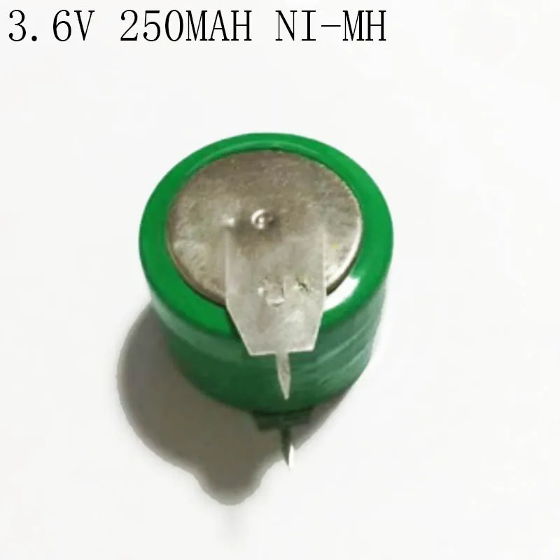 2 قطعة/الوحدة 3.6 فولت 250 مللي أمبير بطاريات ni-mh ni mh مع دبابيس بطارية خلية زر قابلة للشحن