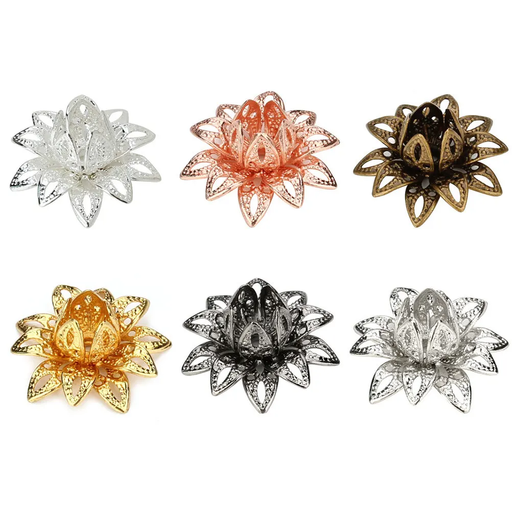 20 قطعة قبعات الخرز الوردي قبعات نهاية معدنية ل عقد دي اي واي سوار صنع المجوهرات اكسسوارات لوتس مجوهرات كاب