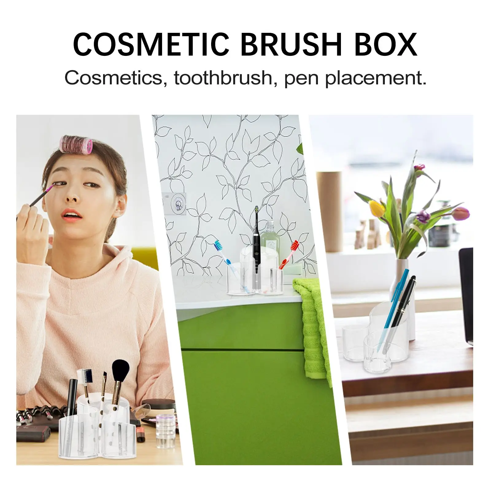 

Acrylic Makeup Brush Storage Container Eyeliner Organizer Tool Box Transparent Design Long Life For Girls Bedroom