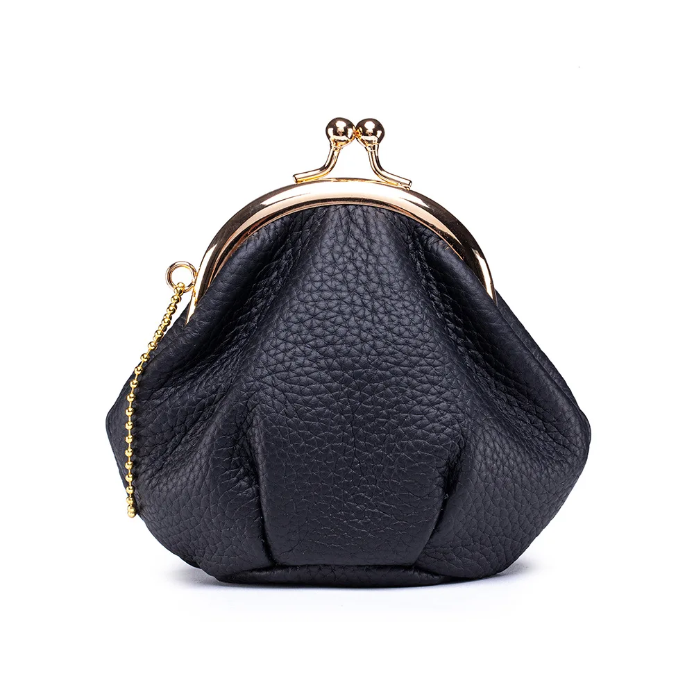 Lady Coin Bag Genuine Leather Fashion Clasp Purse Lipstick Bag Coin Purse For Women Mini Japanese Style Storage Clip Bag