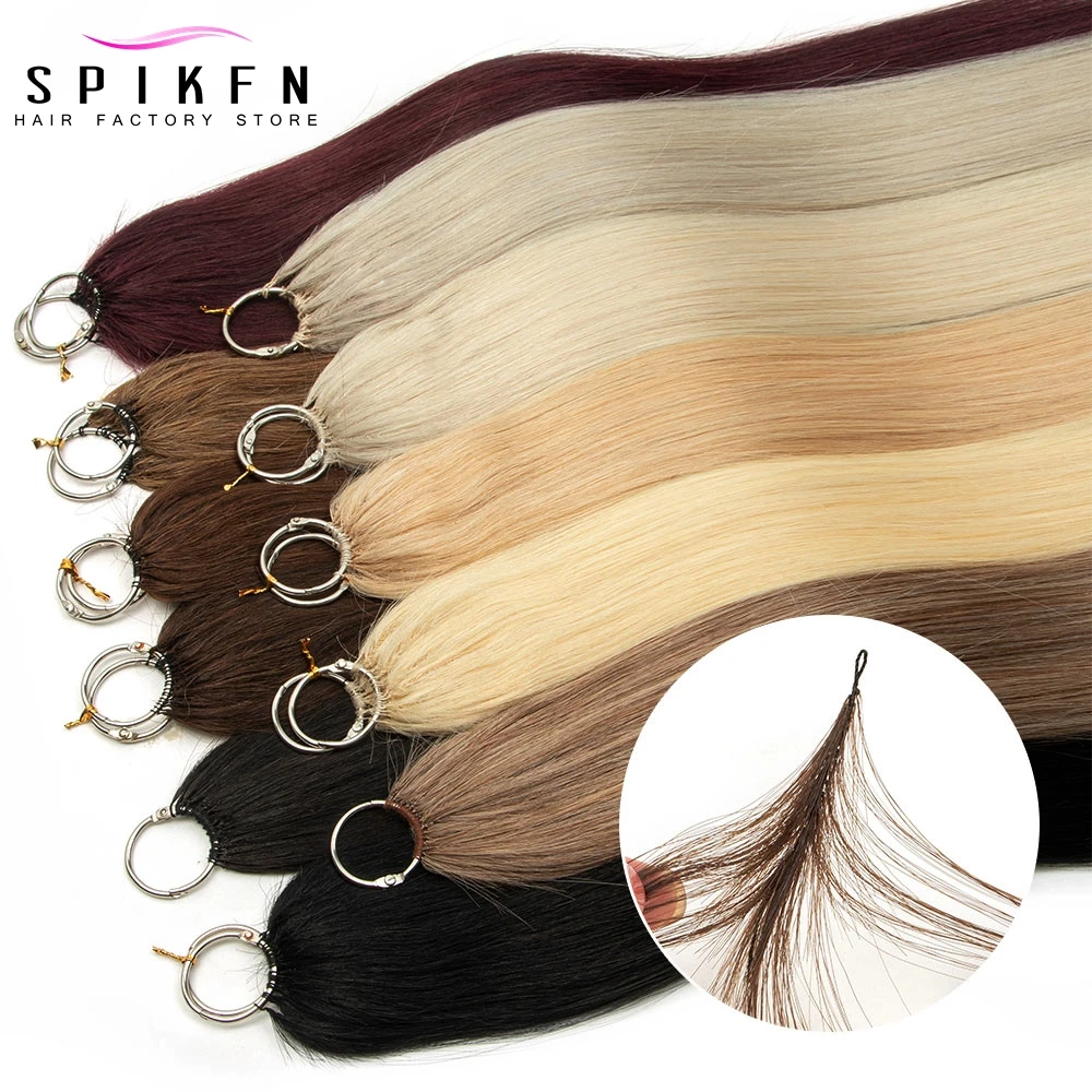 Veren Lijn Human Hair Extensions 16 "-24" Natuurlijke Micro Link Machine Remy Hair Invisivle Hand Breien 40 Strengen Veren Haar