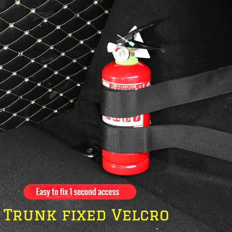 Car Fire Extinguisher Fixed With Trunk Storage Straps Car Tail Tank Oil Bucket Warning Sign Bracket Velcro