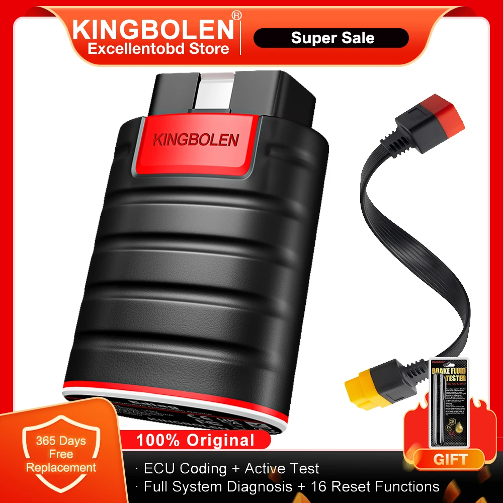 KINGBOLEN-herramienta de diagnóstico de Sistema completo Ediag, escáner OBD2, 16 reajustes, codificación ECU, prueba activa, 1 año gratis, PK