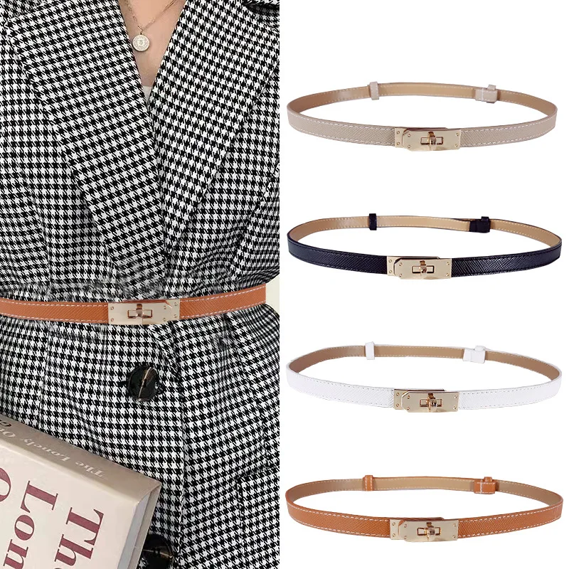 

New Vintage Women Waist Belt Ladies Fashion Adjustable Thin Belt High Quality Simple PU Leather Belt Versatile Dress Decorations