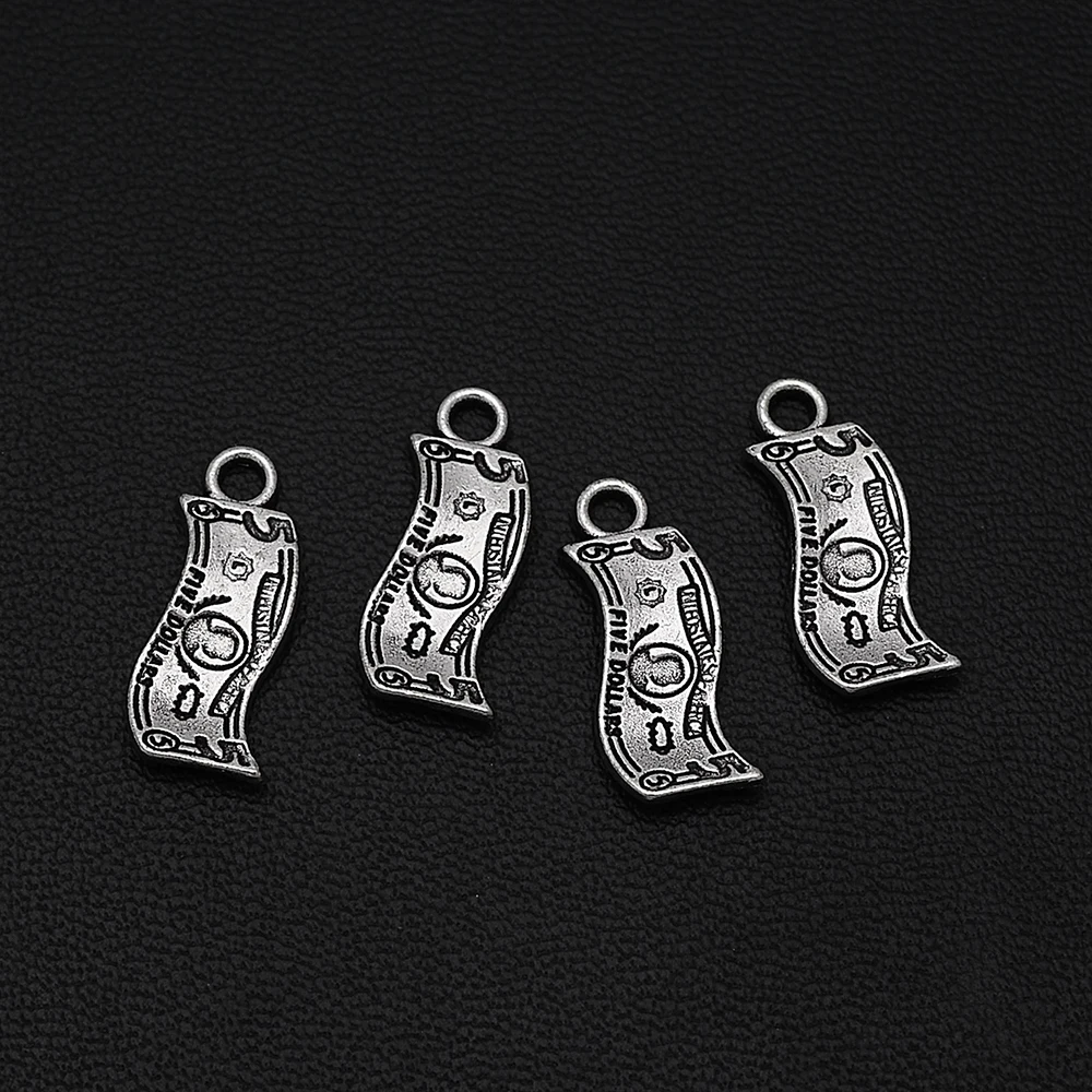 30pcs/lot--8x18mm Antique Mini Money Dollor Charms Pendants For Diy Necklace Jewelry Making Findings Supplies Accessories