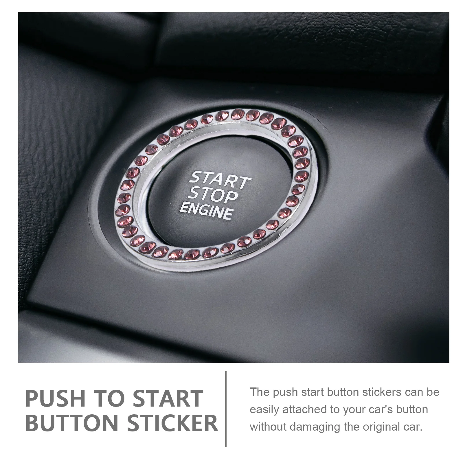

2Pcs Engine Start Button Decoration Rhinestone Ignition Rings Car Bling Accessories Universal Adhesive Trim for Push to Start