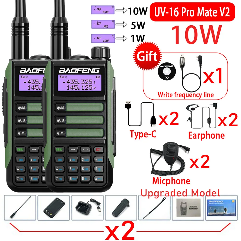 Топ! 2 упаковки UV-16 PRO Mate V2 Профессиональная рация UV16 50 км двусторонняя радиосвязь дальнего действия Обновление UV5R MAX V2 UV9R UV10R