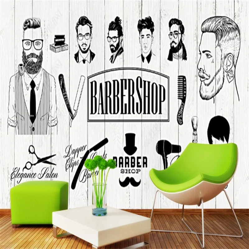 

Custom 3D Nordic Simple Style Barber Shop Wall Paper Hair Salon Background Wall Mural Industrial Decor Self-adhesive Wallpaper