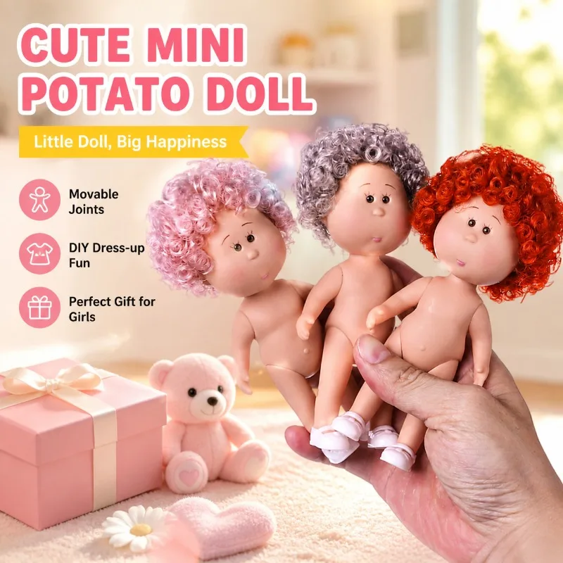 

14cm Mini Potato Doll with Movable Joints DIY Plastic Cute Clothing Dress-up Doll Children's Companion Toy Girl Birthday Gift