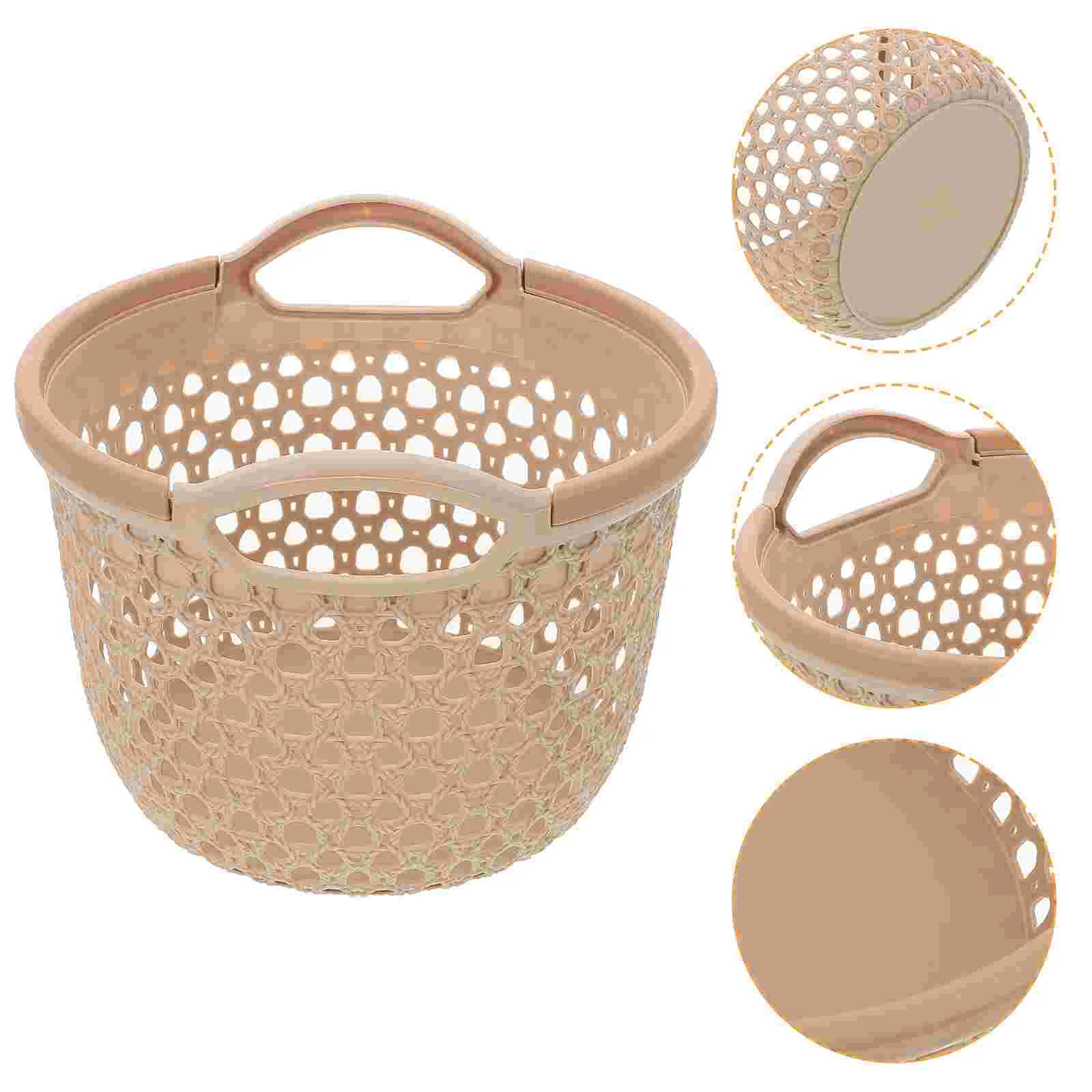 

Laundry Basket Hamper Storage Bins Home Plastic Woven Pp Tabletop Organizer Baby Multi-use Pastoral Style Convenient