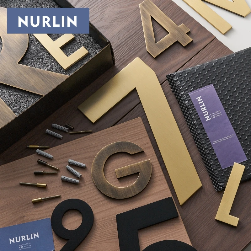 Nurlin Solid Brass Multiple Sizes Digital Courtyard Outdoor Doors Signage of the House Hassle Free Installation Old Bronze Color - view 6