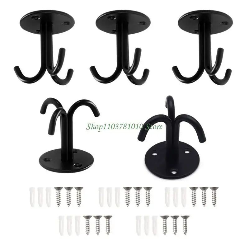 U55D 5Pcs Stainless Steel Triple Hook Ceiling Mounts for Hanging Chair Plant Basket