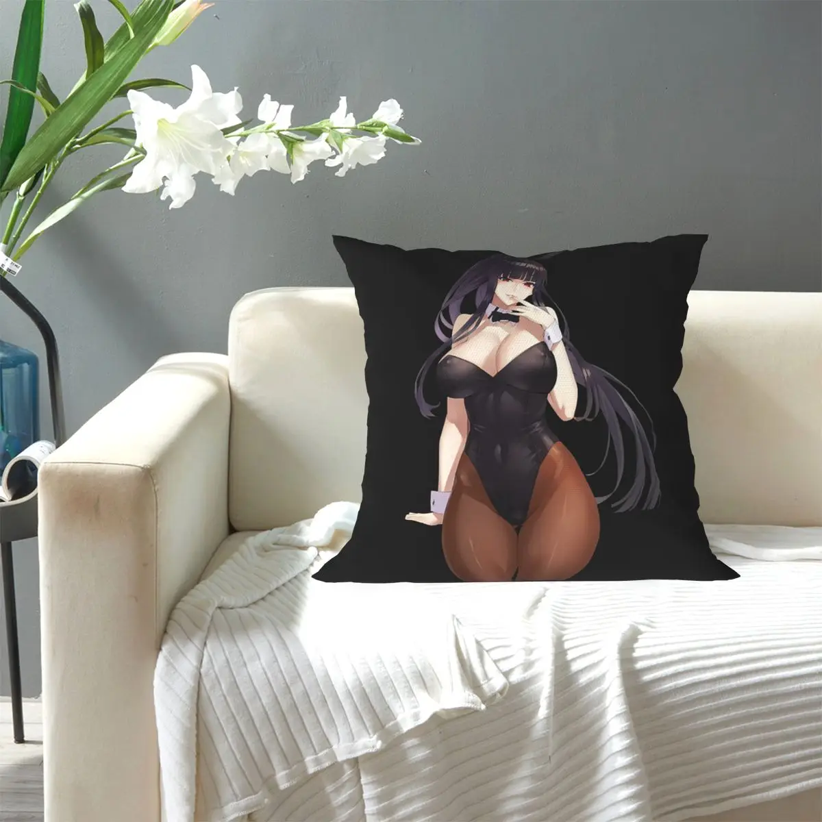 Yumeko Jabami Sexy Hentai Anime Bunnysuit Square Pillowcase Pillow Cover Cushion Decor Comfort Throw Pillow for Home Living Room