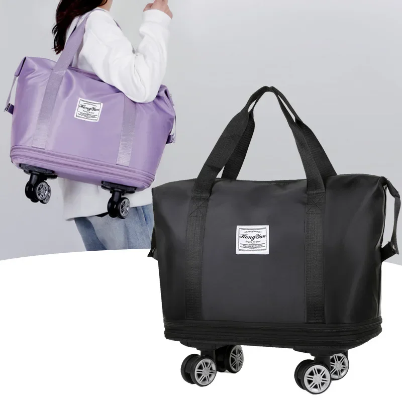 Expandable Luggage Bag with Universal Wheel Large Capacity Dry and Wet Separation Storage Business Travel Bag Duffle Bag
