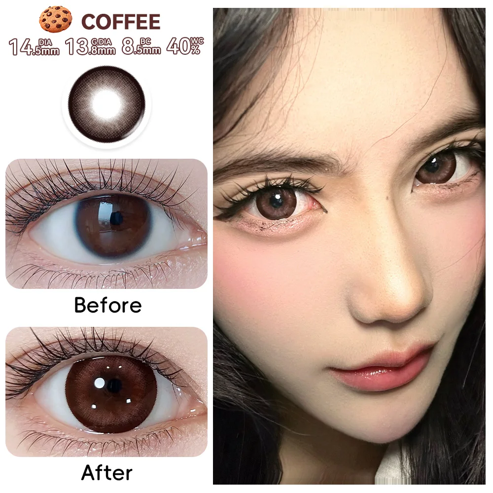 OVOLOOK - Lentes de Contacto Azules Cómodos con Prescripción, Lentes de Contacto Negros Dolly Eye de 14.2mm, Lentes de Contacto Sin Prescripción