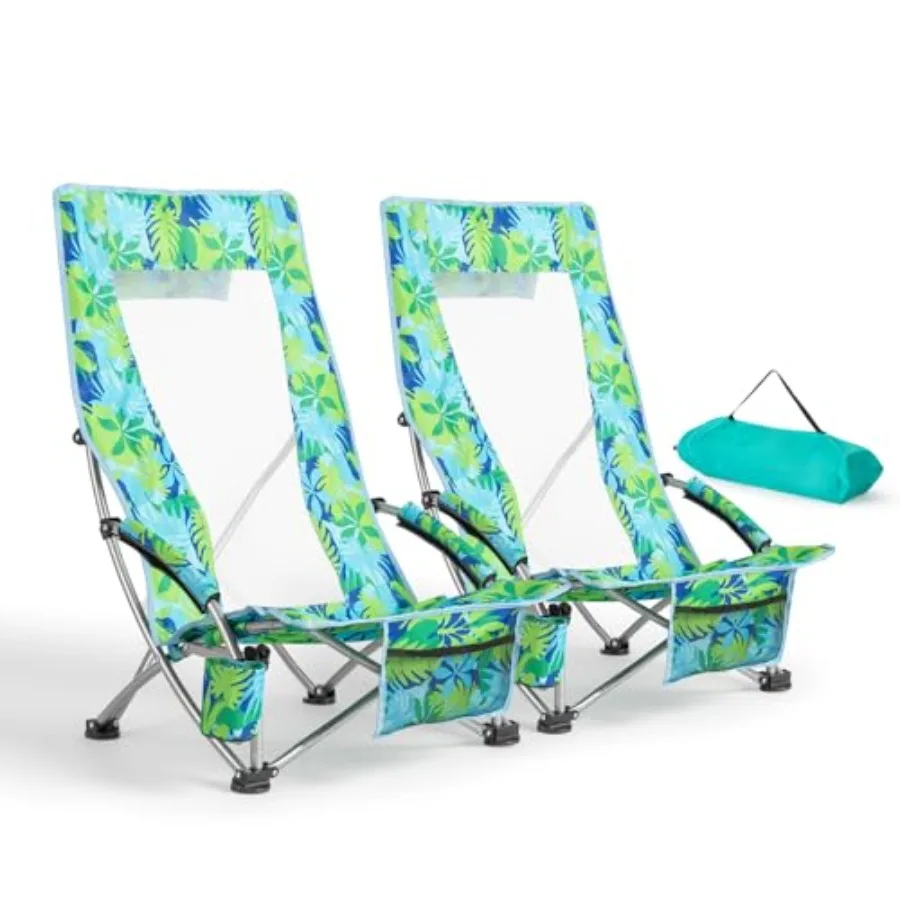 

Beach chairs for outdoor use, aluminum frame with navy blue fabric, lightweight foldable design with carry bag included