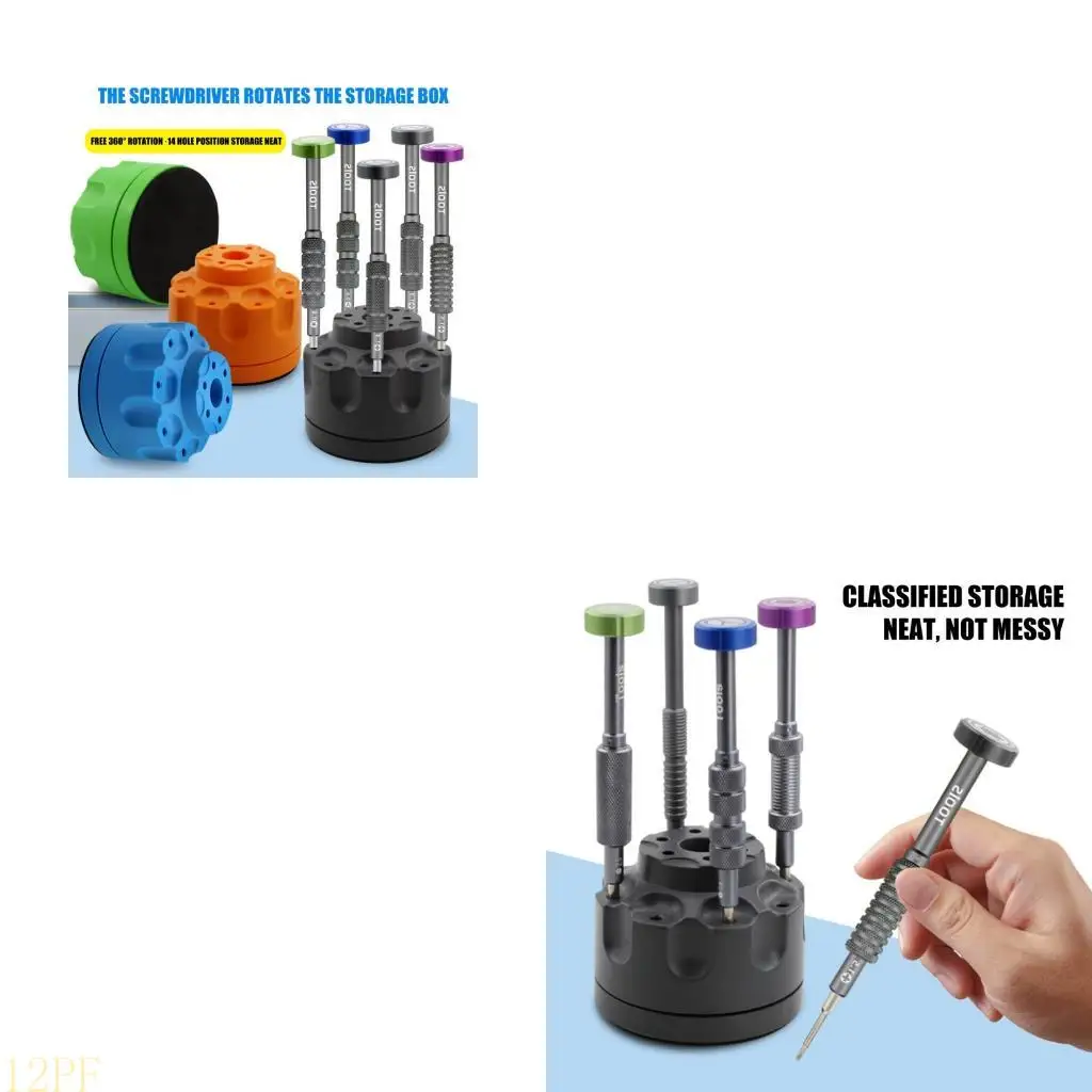 12PF Professional 14Slots Rotating Storage Rack for Repair Technicians Attachment and ABS Material Durability