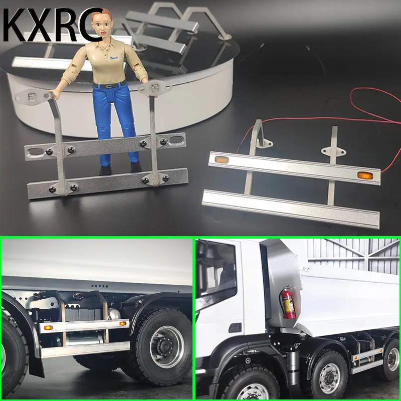 

Metal Aluminum Side Guardrail Side Skirts with Light Accessories for 1/14 Tamiya RC Truck Trailer Tipper Iveco MAN LESU Car Part