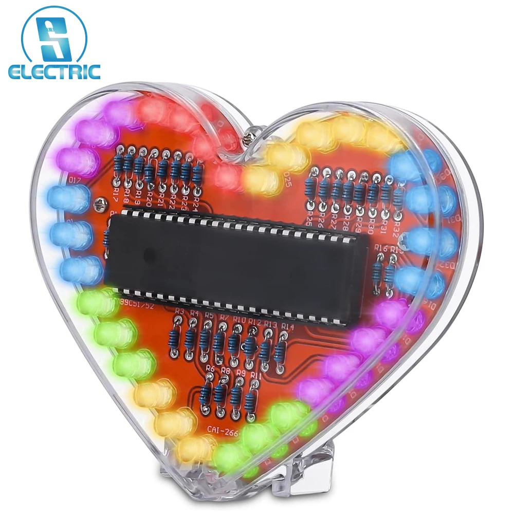 DIY Electronic Soldering Kit RGB LED Heart-shaped Flashing Lamp Without Battery DC 3V for Students Teaching