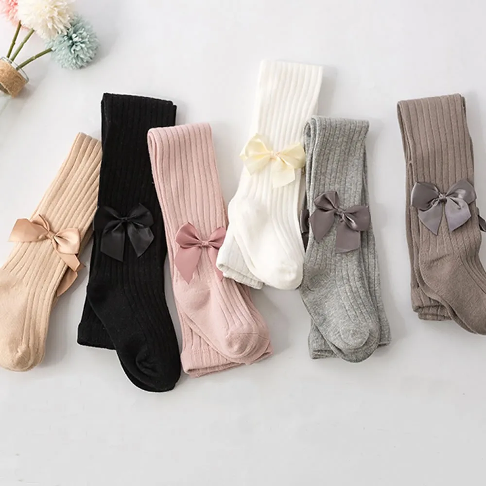 Children Cotton Leggings Baby Stiocking Girls Pantyhose Girl Bowknot Tights Kids Infant Knitted Collant Babies Leggings