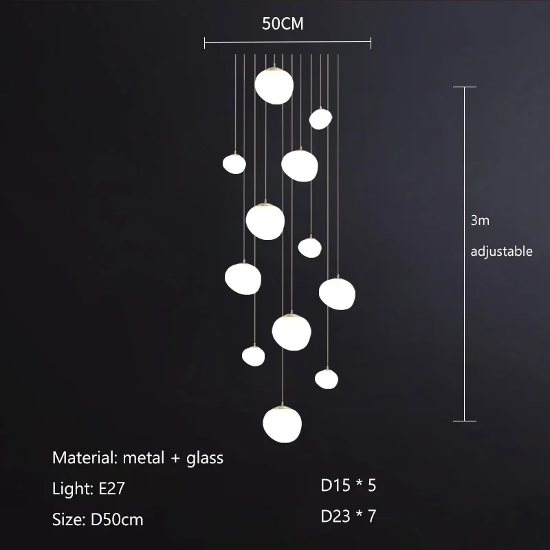 Ayilong Gregg Glas Hängelampe Weiß 9
