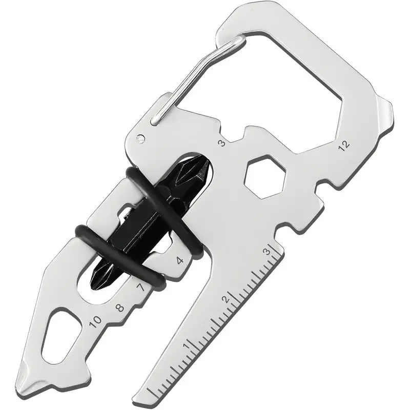 15-In-1 Keychain Multitool Stainless Steel Carabiner Bottle Opener Screwdriver Wrench EDC Pocket Tool Gift For Men