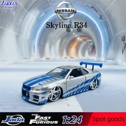 All Jada 1:24 Fast and Furious Nissan Skyline GTR R34 Mitsubishi Diecast Metal Alloy Model Car Toys for kids Toy Gift Collection