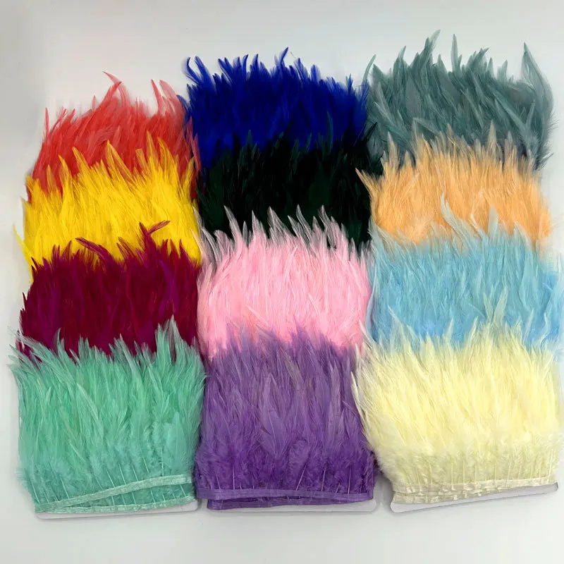 1/5/10M Natural Rooster Feathers Trim Ribbon 4-6 Inch Feather Fringe DIY Handmade Craft Wedding Costume Decoration