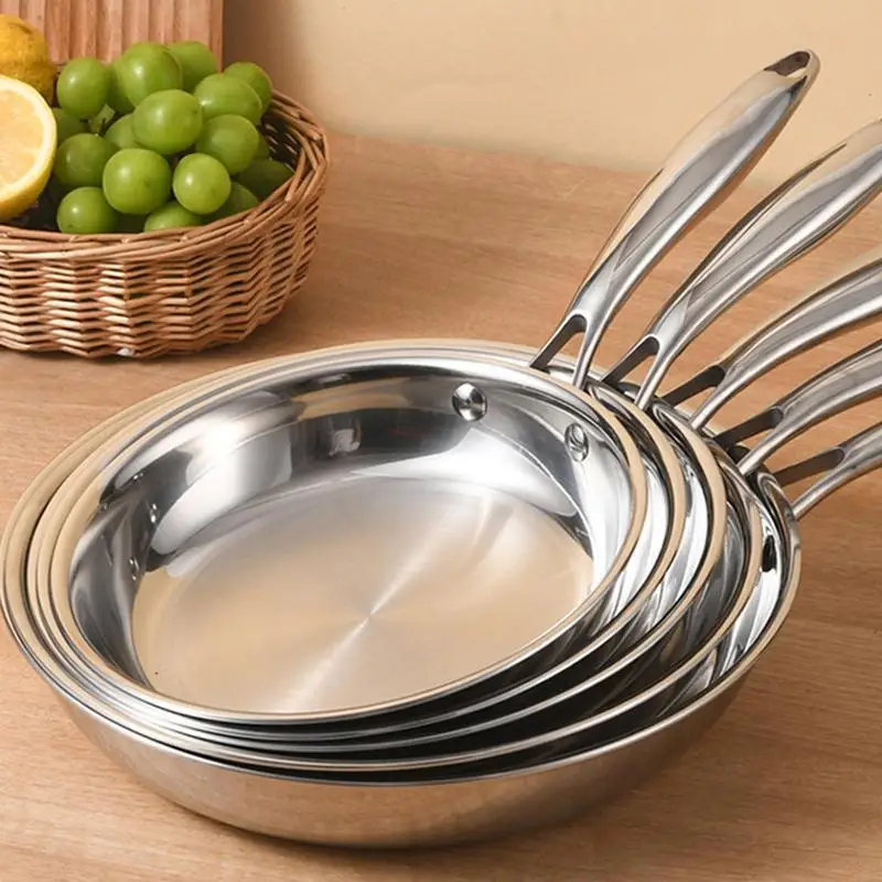 Stainless Steel Pans Oven-safe Frying Pans Cooking Pans Deep Frying Pans Non-coated Non-stick Cookware Household Kitchen Pots