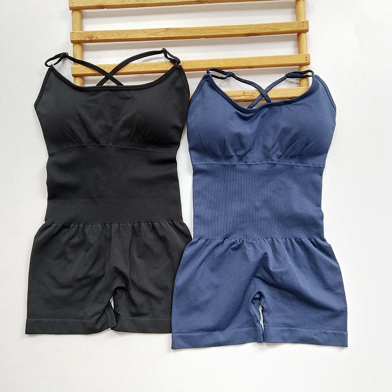 Seamless Yoga Suit Outdoor Fitness Shorts with Chest Pad Strap Body Shaping Slimming Adult Nylon Sportswear Summer Collection