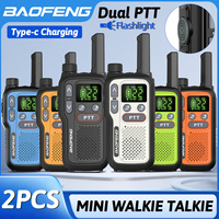 2PCS Baofeng BF-T18 Mini Walkie Talkie Dual PTT Long Range PMR FRS NOAA VOX FM Two Way Radio Type-C Charger For Travel Camping