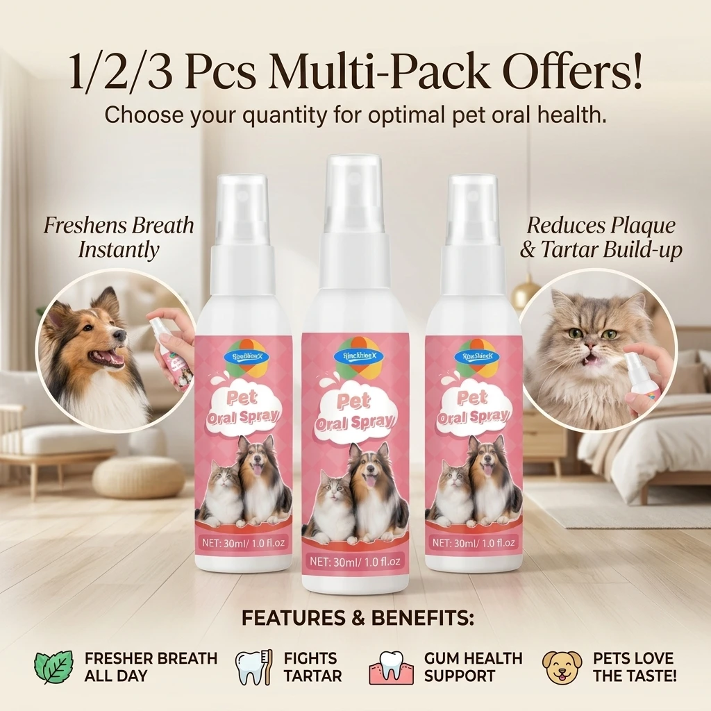 1/2/3Pcs Pet toothpaste and oral spray,remove tartar and keep breath fresh. Primarily designed for pets of all ages