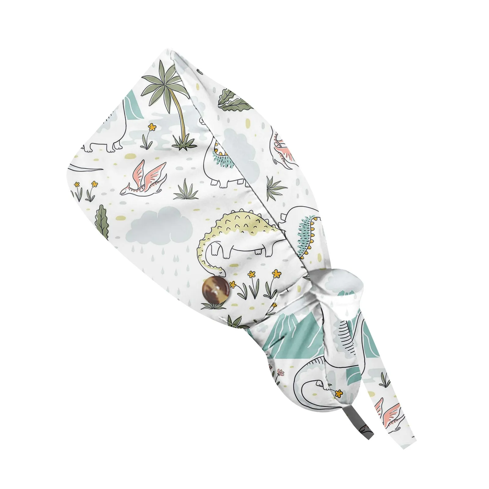 Dinosaur Printing Scrub Caps para cabelos longos, Odontologia Chapéus, Hospital Work Hat, Pet Clinic Nurse Caps, bonito chapéu de laboratório, atacado