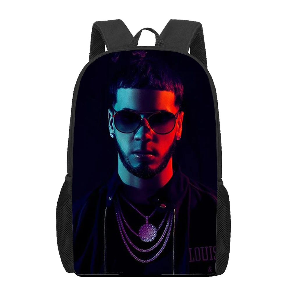 Anuel AA Rapper Hip Hop 3D tas sekolah motif untuk anak laki-laki perempuan ransel siswa tas buku anak-anak ransel perjalanan kasual Pria Wanita