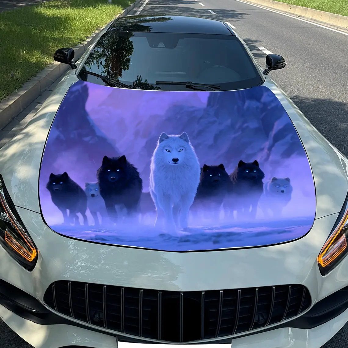 

Car Cover Packaging - Snow Wolf Pack Design,High-quality Vinyl Decals Suitable For Cars And Trucks,Fitted,Weather Resistant,Easy