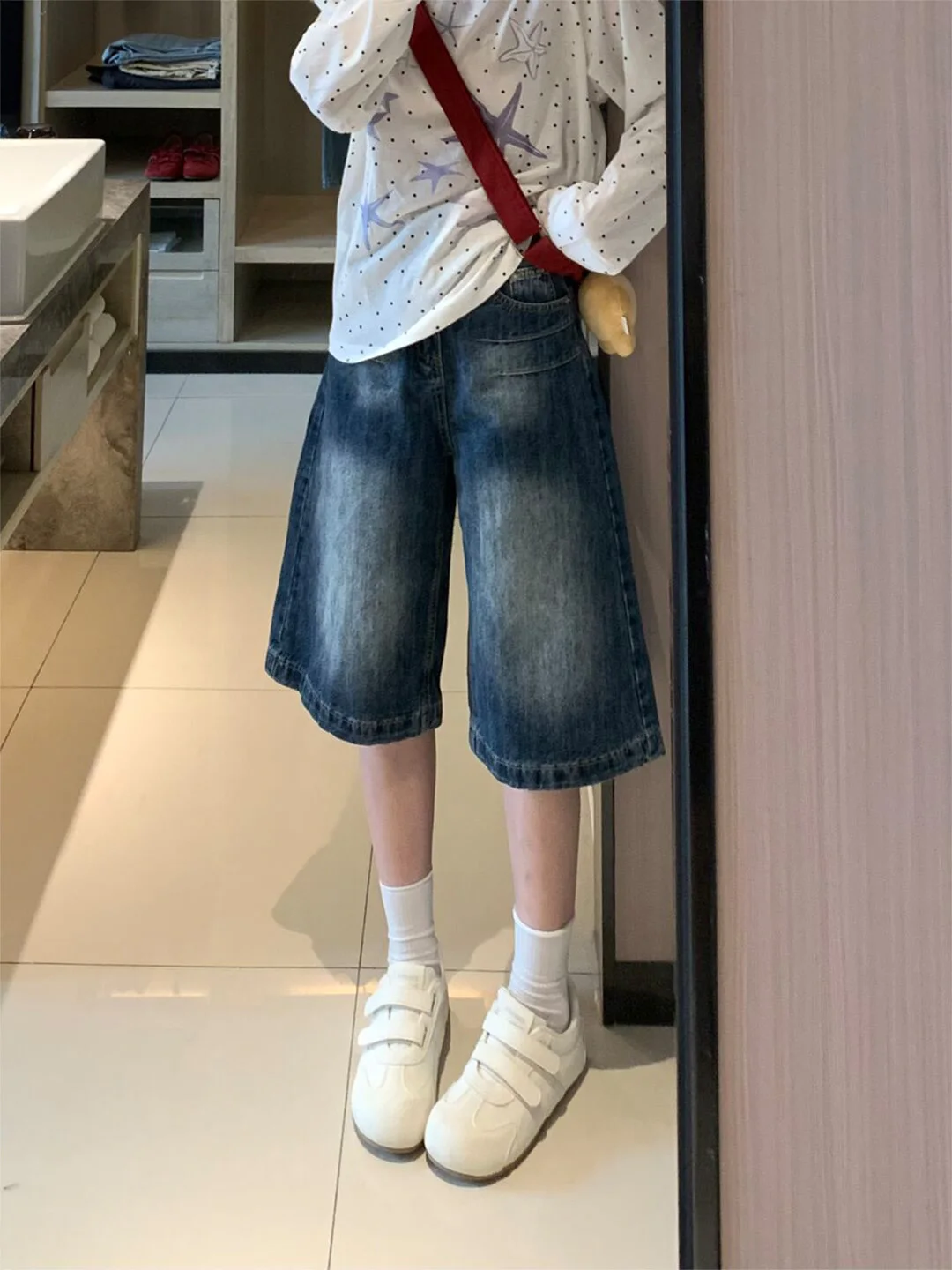 

Retro High Waist Straight Leg Jeans Women's Summer 2026 New BF Lazy Style Worn-In Look Mid-Thigh Denim Skinnies