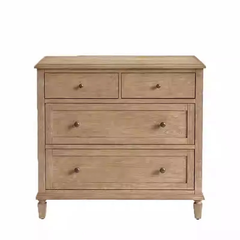 Retro solid wood six-chest cabinet, locker, bedroom bedside cabinet, French living room, entrance cabinet, combined storage