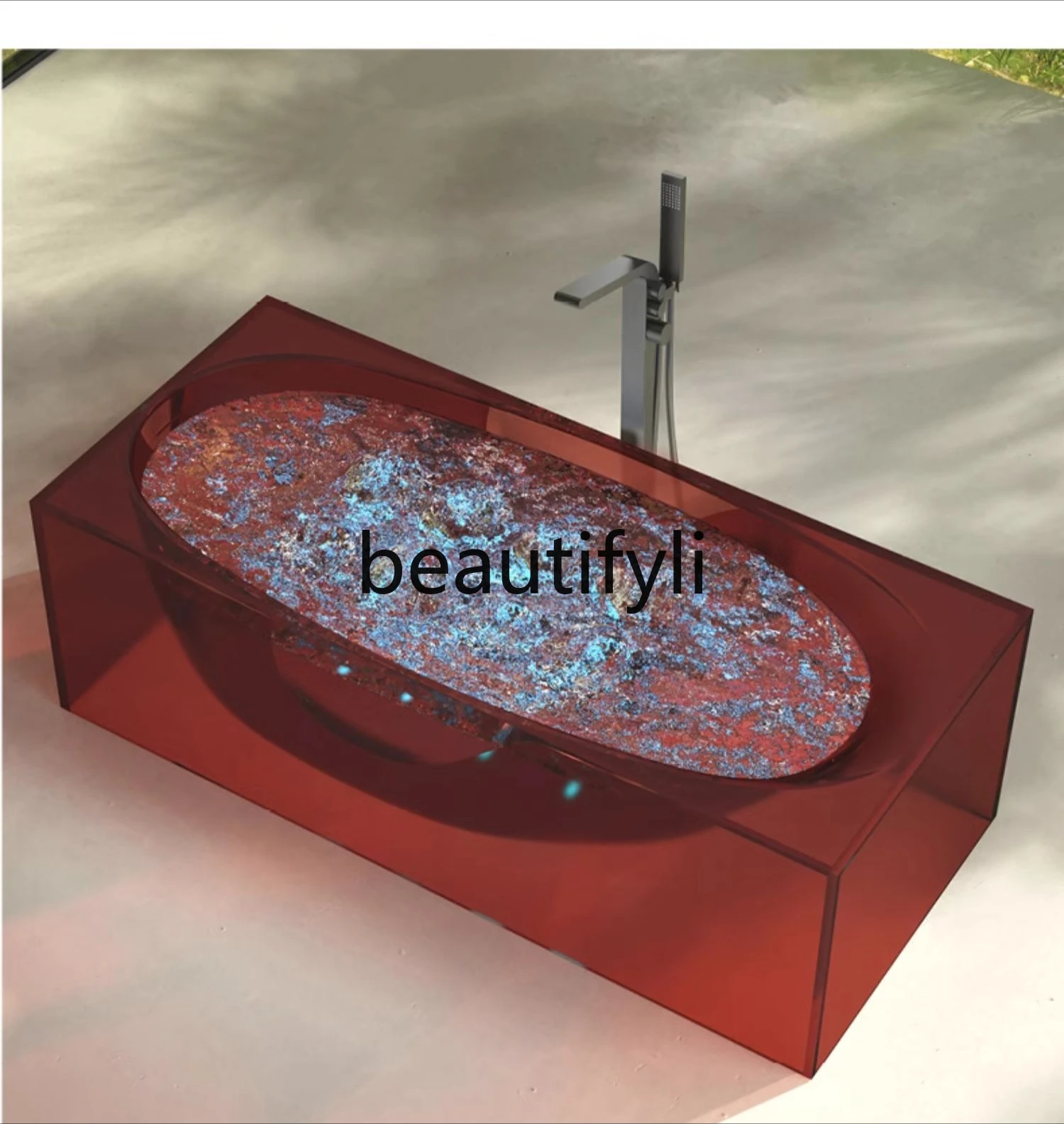 Household transparent resin freestanding Jacuzzi Smart bubble surfing Double Internet celebrity bath