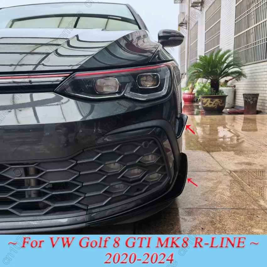 

Front Bumper Side Spoiler Splitter Wind Knife For Volkswagen VW Golf 8 GTI MK8 R-LINE 2020-2024 4Pcs Accessories Trim Sticker