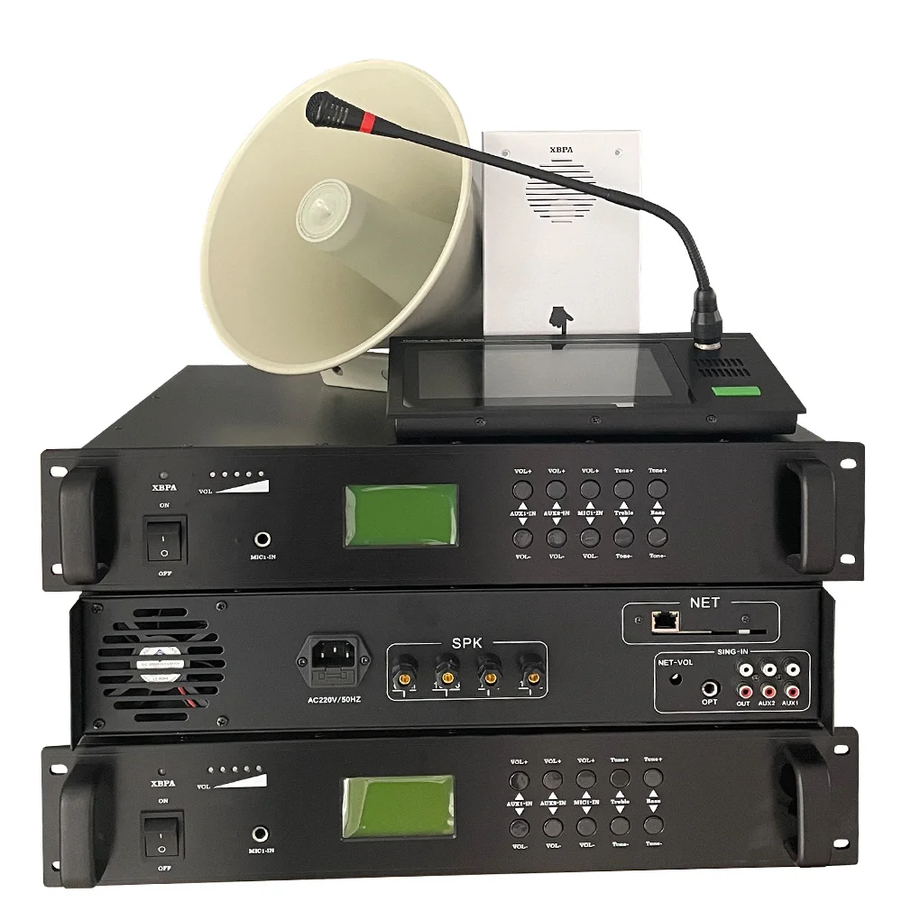 2pcs Professional Audio System Power Amplifier IP 100-1000 Watts 1U/2U PA System with Speaker Complete Equipment Set