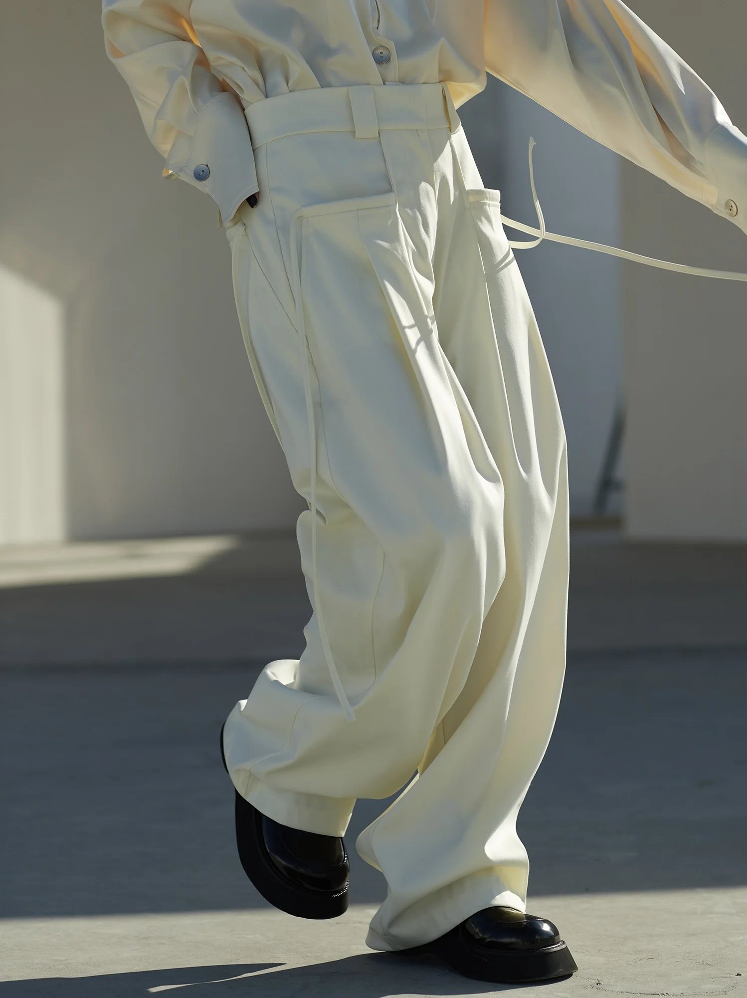 

Брюки унисекс с высокой талией и широкими штанинами, повседневные, однотонные, для работы и отдыха, весна-осень, новинка, стильные