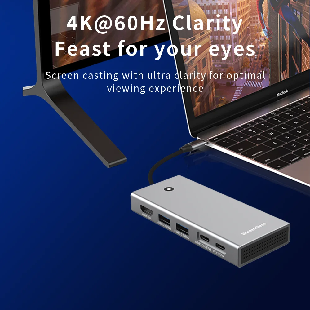 Blueendless m2 sata lub m.2 NVMe SSD Enclosure z koncentratorem USB C Stacja dokująca do laptopa 4K 60Hz HDMI-Com USB3.2 100W PD SDTF 10Gbps