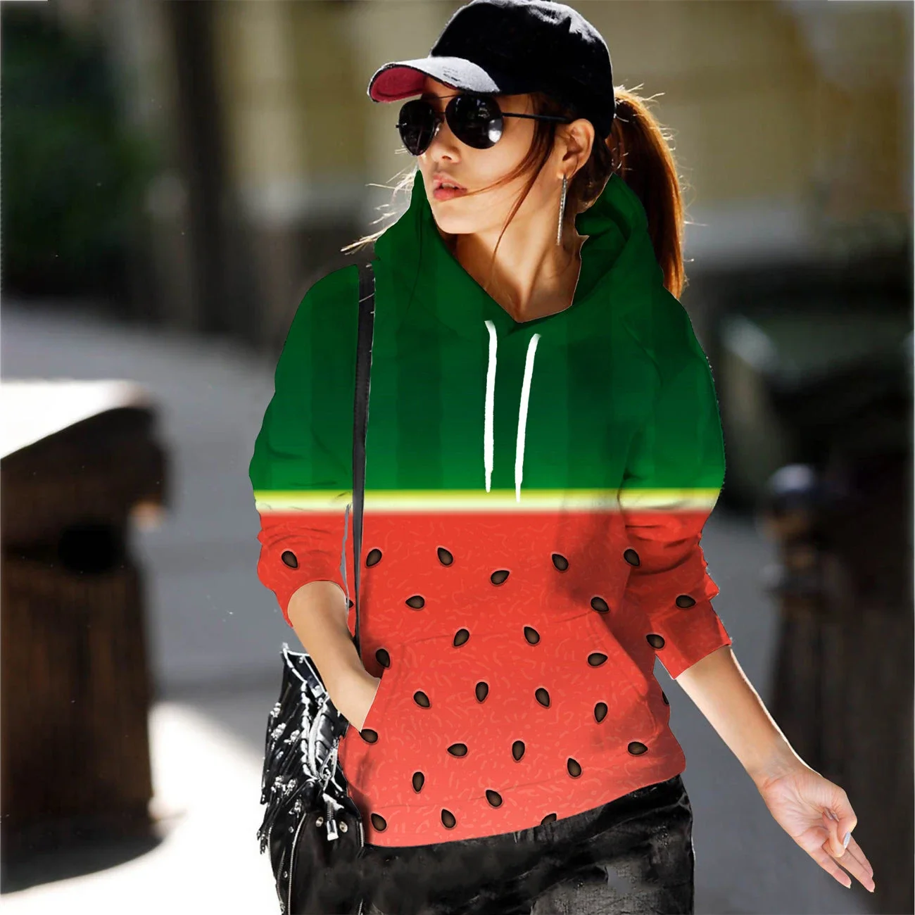 Fruit Watermelon 3D Print Hoodies Women Sweatshirt New Autumn Winter Long Sleeve Casual Oversized Hooded Pullovers Coat Clothing