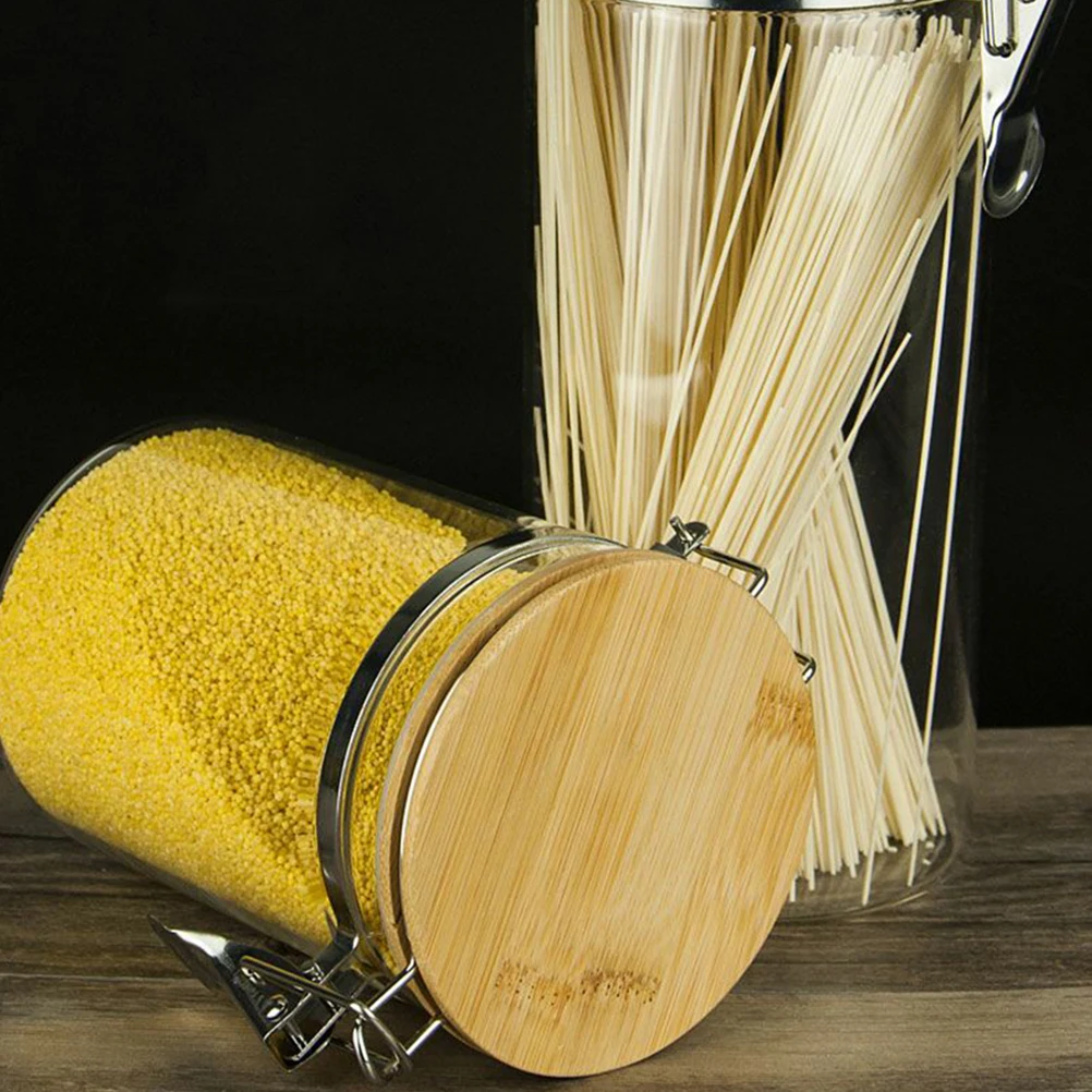 

Glass Jar Storage Containers Airtight Bamboo Lid Food Grade Storage Kitchen Jars Tea Coffee Sugar Salt Pepper Candy