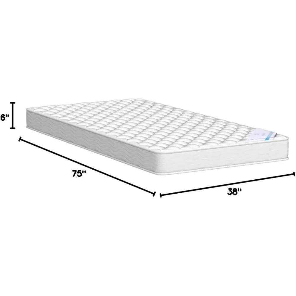 6 Inch Twin Mattress - Medium Firm Innerspring Support with Tight Top - Memory Foam & Polyester Cover – Lightweight - Easy Setup