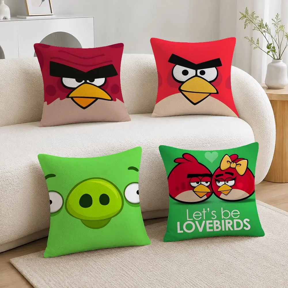 Game Angry Birds Cushion Cover Soft Plush Cushion Covers Fluffy Throw Pillow Cases for Sofa Bedroom Home Decor