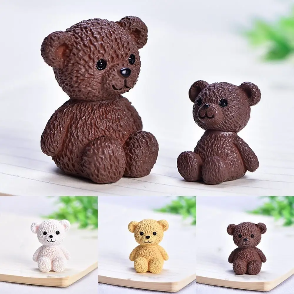 Cute Miniature Bear Figurines Funny Plastic Cartoon Animal Statue Mini Handmade Bear Ornament Dessert